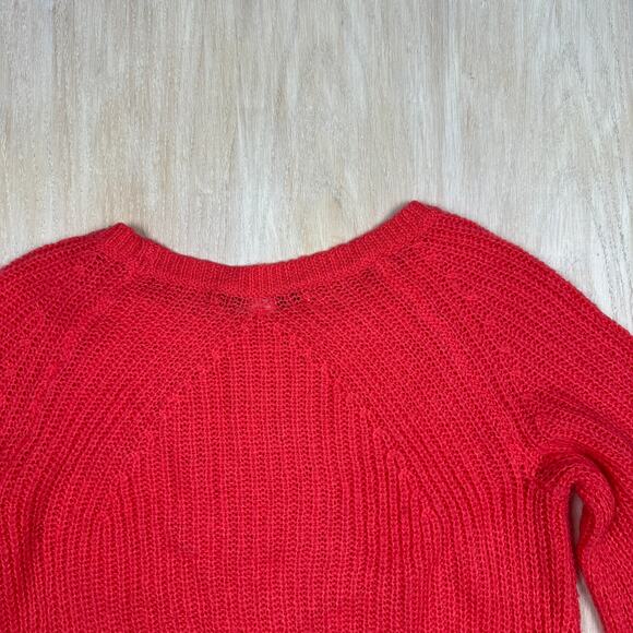 Project Naadam Coral Pink Open Knit Bell Sleeve Tied Bow Pullover Sweater Small - Picture 8 of 15